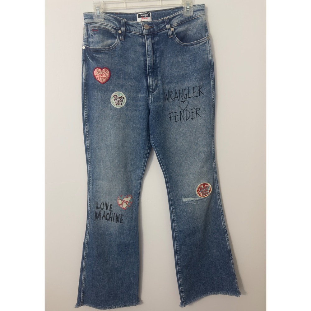 Wrangler Fender Westward Jeans Womens 626 Graphic Bootcut High Rise 29 Festival